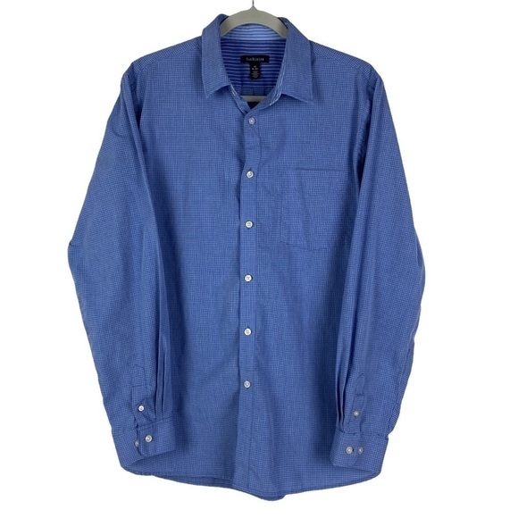 Van Heusen Button Down Shirt Men's Medium 15-15.5 Blue White - Picture 1 of 8